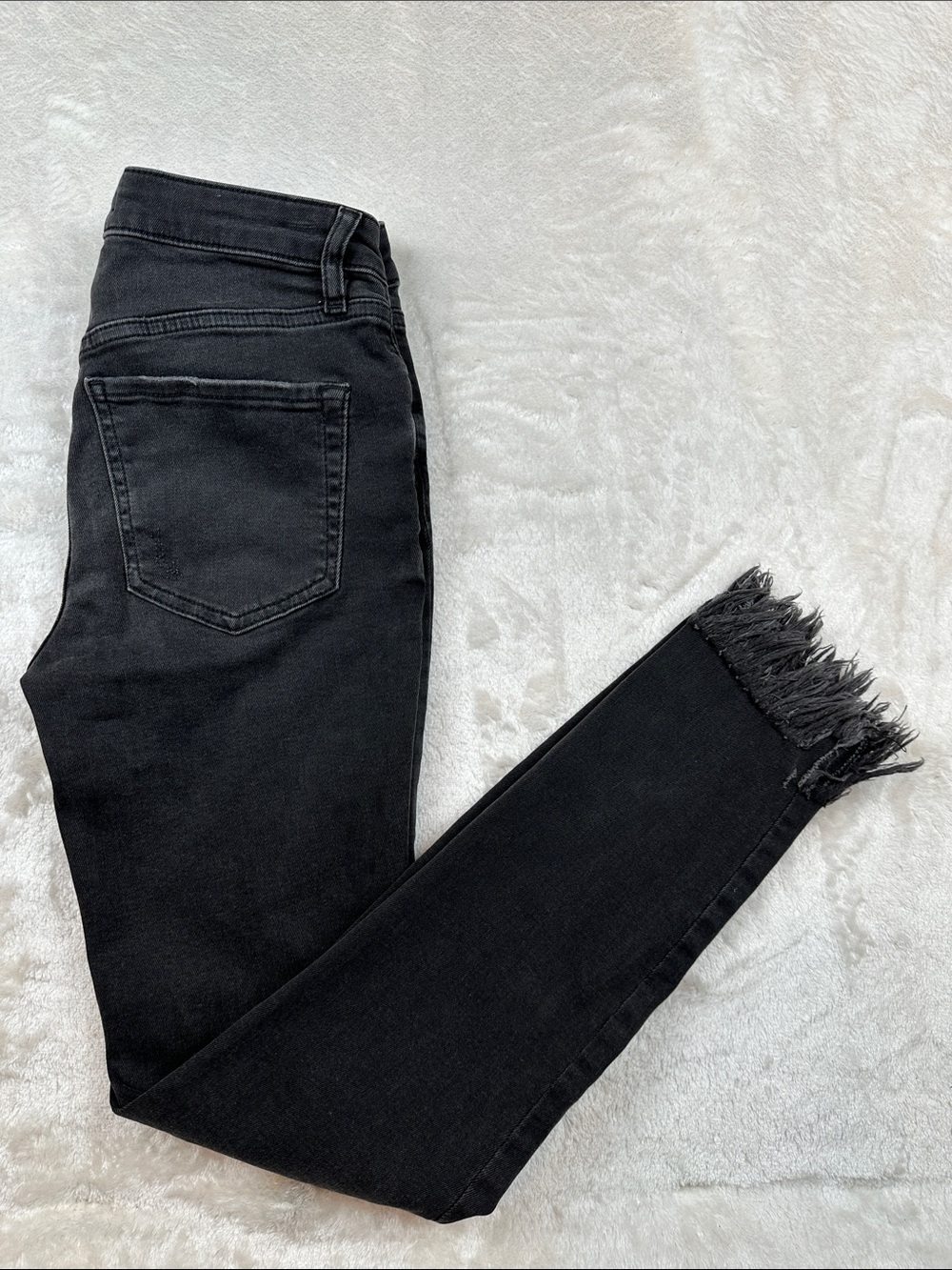 Free People Size 24 Washed Black Skinny Jeans Frayed Ankles | Everyday | Casual